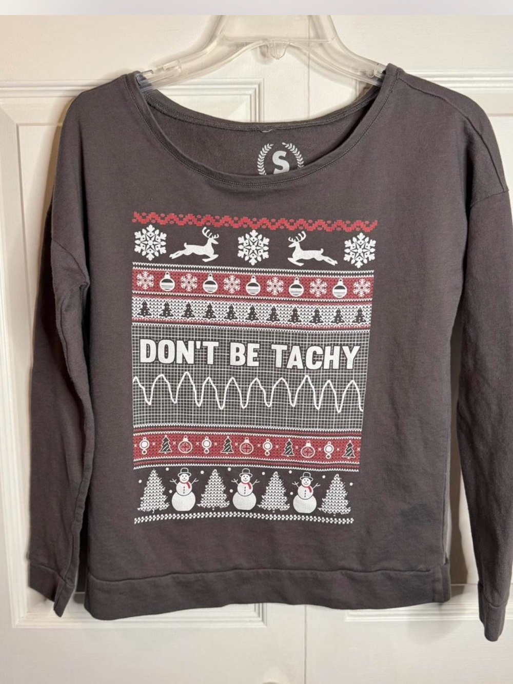 Women's 'Don't Be Tachy' Graphic Sweatshirt - Gray